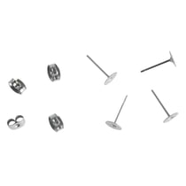 Boucle d'oreille av. plaque, ø 6mm, platine, 4 pces