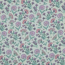 Tissu Double gaze fleurs Daisy lavandes sur fond Vert d'eau - Au mètre
