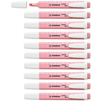 Lot de 10 surligneurs de poche pointe biseautée 1-4 mm - STABILO - Rose - Swing Cool Pastel Edition
