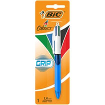 Stylo bille BIC - 4 Couleurs Grip - Multicolore, bleu, rouge, vert, noir - Pointe moyenne