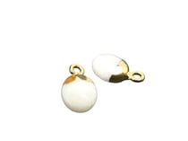 1 Petite breloque forme ovale 14*8mm Jade blanc et attache dorée