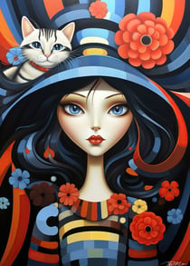 Puzzle 300 pièces - Portrait Women And Animals - Bluebird Puzzle