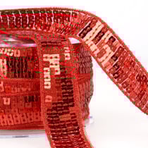 Galon paillettes rouge au mètre