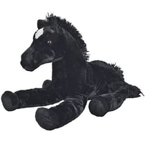Peluche cheval couche noir floppy 61 cm - animaux de la ferme - nicotoy