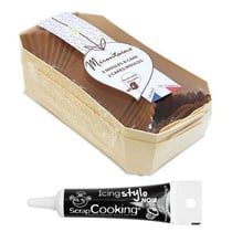 2 moules à cake bois 21 cm + Stylo glaçage noir
