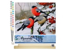 Peinture par Numéro Figured'Art - Bouvreuils sous la neige - Kit de Loisir Créatif DIY Numéro d'Art Complet - 40x50cm toile roulée + châssis en bois à monter