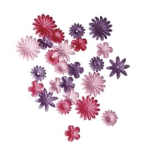 Mélange de fleurs en papier, rose foncé, 1,5 - 2,5 cm, 4 sortes, tube - 36 pces