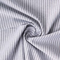 Tissu Coton aspect Lin Emy rayures Blanc sur fond Gris ardoise