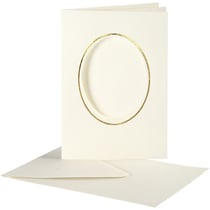 Cartes cadres ovales et enveloppes blanches et dorée - 10,5 x 15 cm - 10 pcs