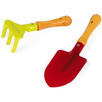 Set 2 outils de jardin métal enfant - pelle - râteau - jardinage - jouet plein air