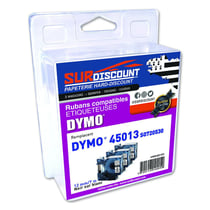 Lot de 3 rubans compatibles pour titreuse Dymo 45803 12mm/7m plastique noir sur blanc