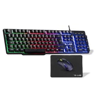 Pack Gamer 4-en-1 THE G-LAB COMBO CHROMIUM EX - Clavier membrane silencieuse + Souris + Tapis de souris - Noir