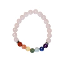 Bracelet 7 Chakras Quartz Rose Perles rondes 8 mm - Omsaé