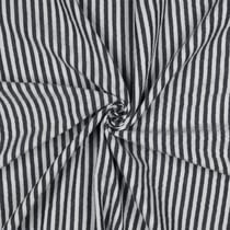 Tissu Double gaze de Coton fil teint Rayures Noir sur fond Blanc