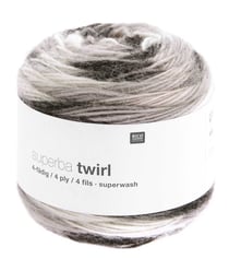 Laine à chaussette Superba Twirl 4 fils - 100GR - Rico Design 001 gris