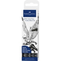 Feutres - Faber-Castell - Pitt Artist Pen - Noir - Comic - Etui de 4 feutres