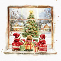 Lot de 4 serviettes en papier découpage collage 33 cm ENFANT SAPIN NOEL N 708