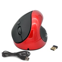 Souris Ergonomique Sans Fil 6 Boutons Rechargeable USB Noir Rouge YONIS