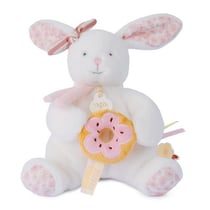 Lapin vanille fraise – pantin avec donut – Doudou et Compagnie - 20 cm