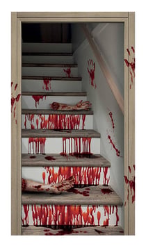 Décor de porte Halloween – Escalier effet horreur