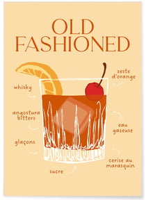Affiche Cocktail Old Fashioned 2 | A3 : 29,7x42cm