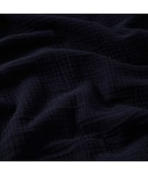 Tissu Double Gaze de coton gaufrée de 130 CM de largeur Nuit Bleu vendu par 50 cm