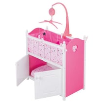 Lit poupon en bois avec armoire, mobile et literie - mobilier poupee - accessoire