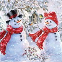 Lot de 4 serviettes en papier découpage collage 33 cm BOHOMME DE NEIGE NO 204