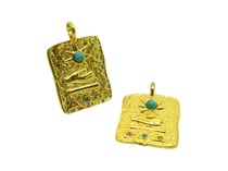1 Pendentif ethnique Soleil et main - 30*20mm - doré