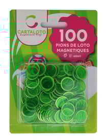 100 pions de loto magnetiques vert - jetons marquage - accessoire bingo - cartaloto