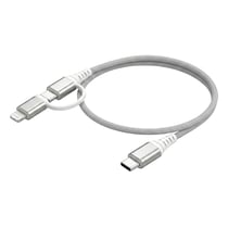 Force Power Câble Renforcé 2-en-1 USB-C vers USB-C et Lightning 3A Power Delivery 60W 1.2m Gris