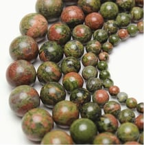 Fil de 64 perles ronde en pierre en pierre naturelle UNAKITE 6 mm