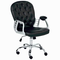 Chaise de Bureau à Roulettes Cuir PU Noir avec Dossier Capitonné et Aspect Luxueux et Confort pour Intérieurs Glamour Tendance Beliani