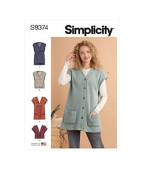 Patron Simplicity 9374 - Gilets en tricot pour femme du 32 au 54 FR taille n°FR 32-54