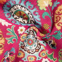 Tissu Jacquard d'ameublement Anatolie fleuris sur fond Rose fuchsia