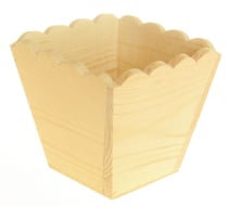 Cache pot en bois bords ondulés 11 x 11 x 10 cm