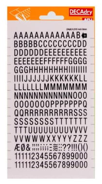 Lettres alphabet et Chiffres Transfert Noir 8mm Typo simple