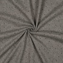 Tissu Lainage Pied de poule et strass noir sur fond Gris anthracite