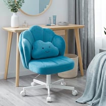 Chaise de bureau - COMHOMA - Velours bleu - Réglable hauteur 360° - Pétale