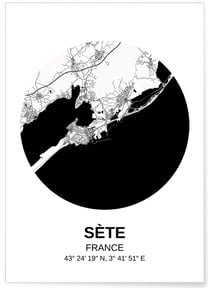 Affiche Carte Sète | A3 : 29,7x42cm