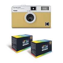 KODAK EKTAR H35 - Caméra Vidéo Demi-Format 35mm Réutilisable, Sans Mise au Point, Légère, Facile à Utiliser - Sable + 2 Pellicules 35mm Couleur 24 Expositions