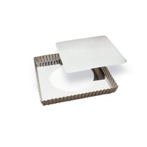 Tarte carrée cannelée - fer blanc - fond mobile - 230x230 mm dim ext / 220x220 mm dim int - h25mm