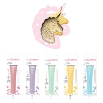 Kit pour biscuits en relief Licorne + 5 stylos choco pastel