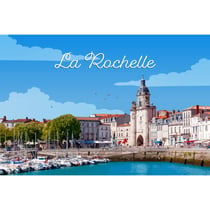 Tableau sur toile illustration La Rochelle 30x45 cm
