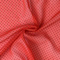 Tissu Mousseline texturé Mini pois sur fond Rouge