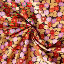 Tissu Gustav Klimt Grains dorés rouge et rose sur fond Noir