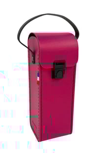 Sacoche rigide framboise pour 3 boules de pétanque + cochonnet avec poignée en cuir - Maroquinor