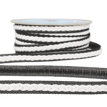 Bobine 20m Galon robe bicolore Blanc/noir 14mm