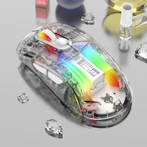 Souris Gaming RGB Transparente 2400DPI Sans Fil Et Filaire Ultra Silencieuse Blanc YONIS