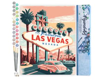 Peinture par Numéro Figured'Art Affiche Vintage Las Vegas - Activité Manuelle Kit de Loisir Créatif DIY Numéro d'Art Complet - 40x50cm sans châssis en bois